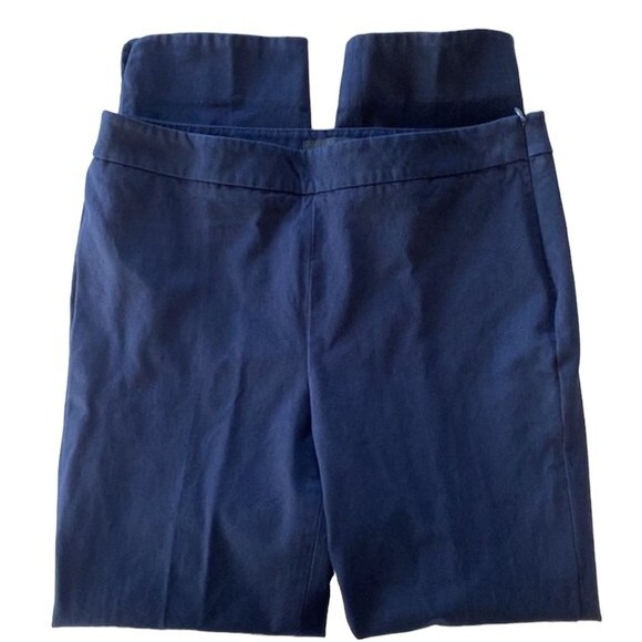 Talbots Navy Chatham Ankle Pants Stretchy Tulip Slit Hem Flat Front Side Zip - Picture 13 of 13